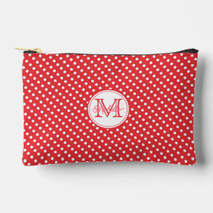 Niedliche Rot-Weiß-Punkte Mit Monogramm Zubehörtasche