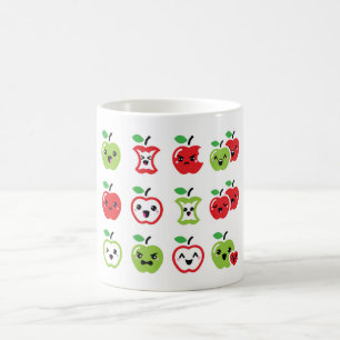 Niedliche rote Apfel und Grünapfel kawaii Schale Tasse