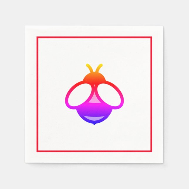 Niedliche Rote Biene, Rosa Honigbiene, lila Hummel Serviette (Vorderseite)