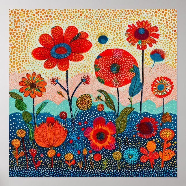 Niedliche rote Blume Poster (Vorne)