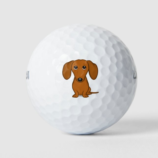 Niedliche Rote Dackel | Funny Cartoon Dackel Hund Golfball (Vorderseite)