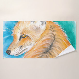Niedliche Rote Fox Wasserfarbe Badhandtuch Set