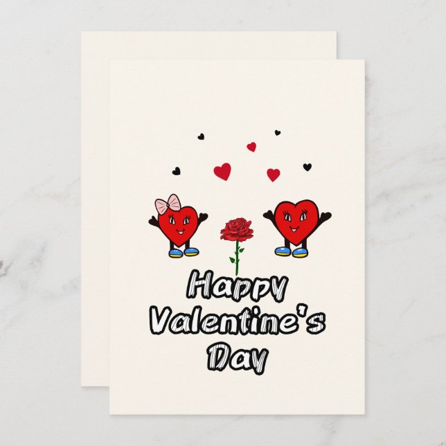 Niedliche rote Herzen Feiertagskarte (Vorne/Hinten)