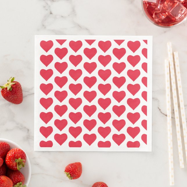 ❤️ Niedliche rote Herzen Serviette (Beispiel)