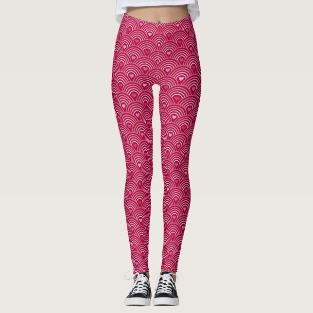 niedliche rote Herzen und verbeugt Leggings (Vorderseite)