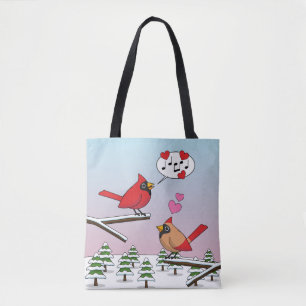 Niedliche Rote Kardinal Liebe Winterlandschaft