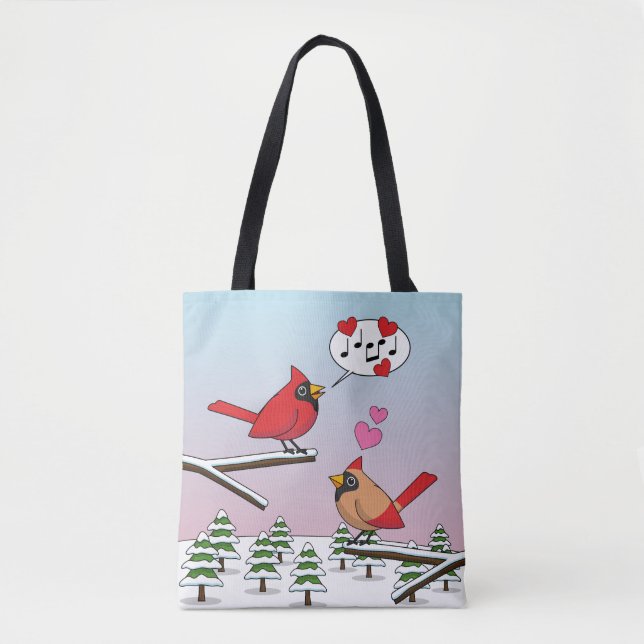 Niedliche Rote Kardinal Liebe Winterlandschaft (Vorderseite)