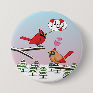 Niedliche Rote Kardinal Liebe Winterlandschaft Button