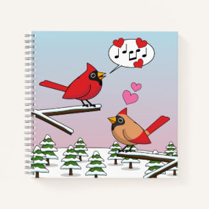 Niedliche Rote Kardinal Liebe Winterlandschaft Notizbuch