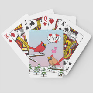 Niedliche Rote Kardinal Liebe Winterlandschaft Spielkarten