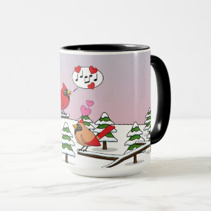 Niedliche Rote Kardinal Liebe Winterlandschaft Tasse