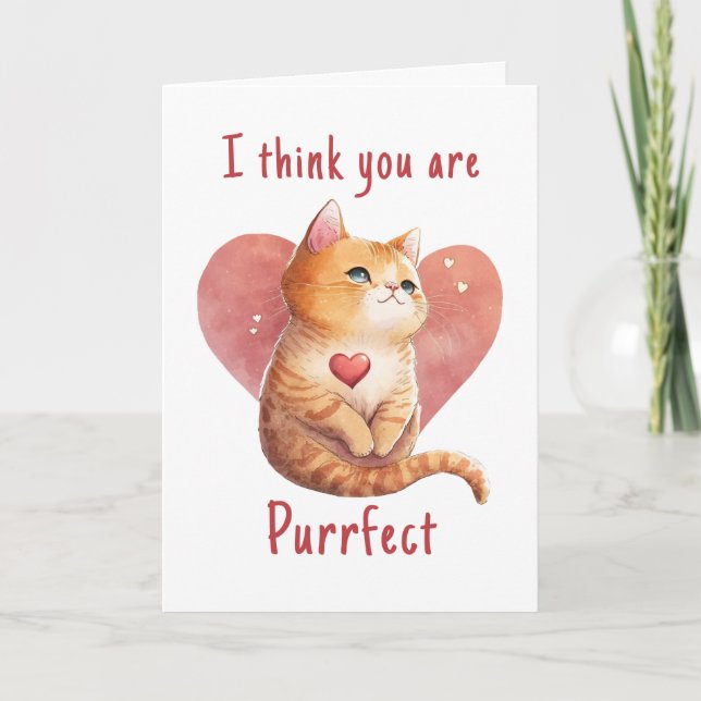 Niedliche Rote Katze Liebe Spaß Valentine Karte (Vorderseite)