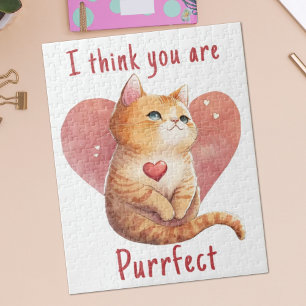 Niedliche Rote Katze Liebe Spaß Valentine Puzzle