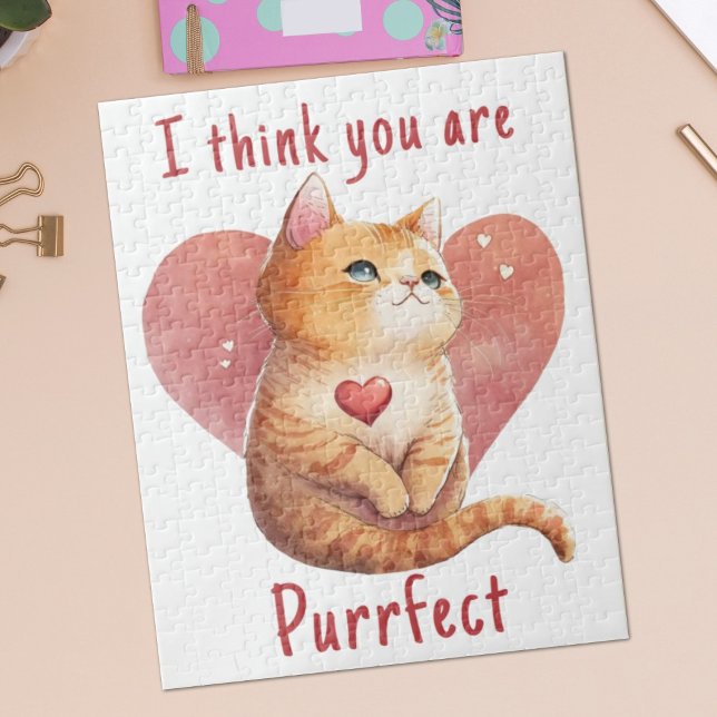 Niedliche Rote Katze Liebe Spaß Valentine Puzzle (Von Creator hochgeladen)