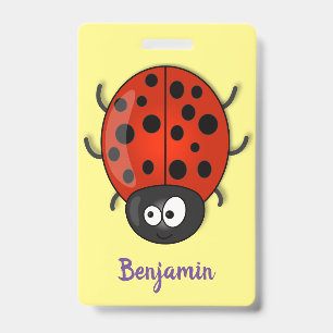 Niedliche , rote Ladybug-Cartoon-Abbildung Ausweis