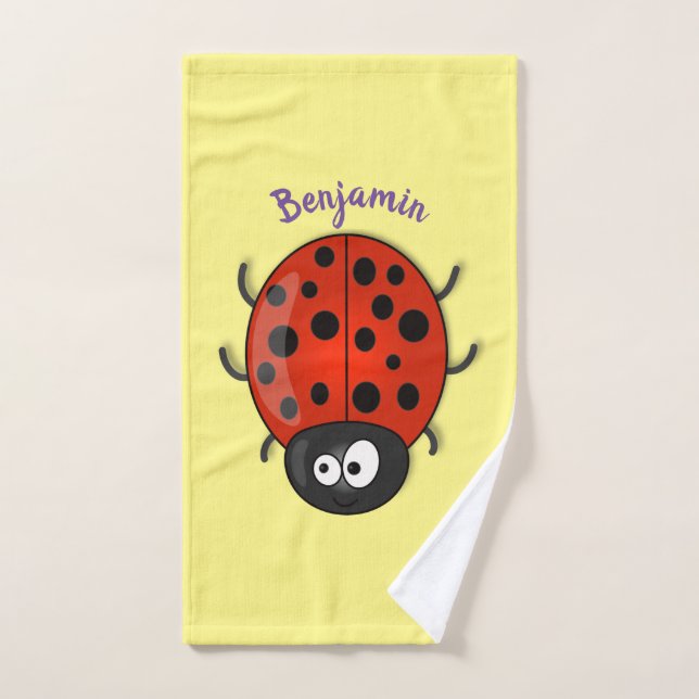 Niedliche , rote Ladybug-Cartoon-Abbildung Badhandtuch Set (Handtuch)