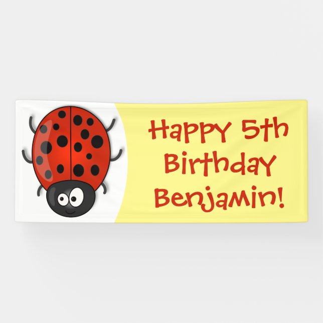 Niedliche , rote Ladybug-Cartoon-Abbildung Banner (Horizontal)