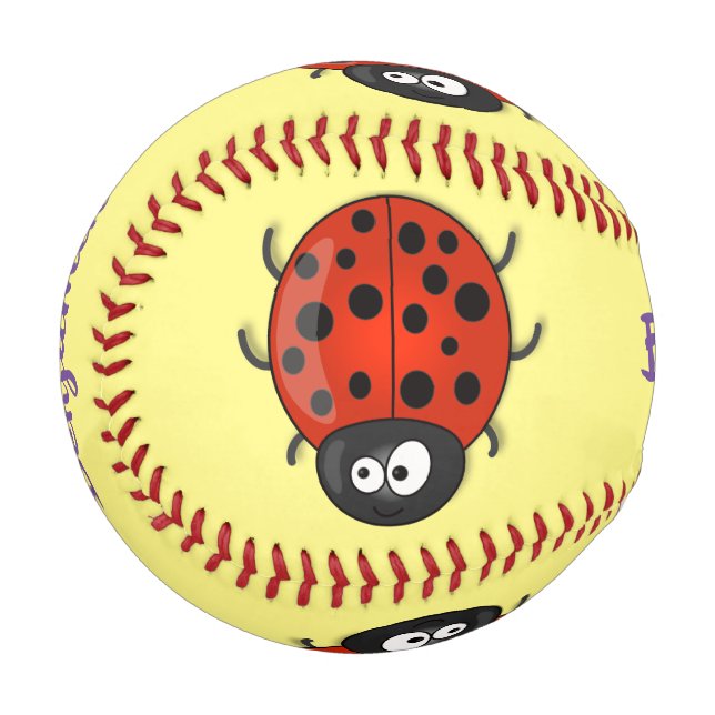 Niedliche , rote Ladybug-Cartoon-Abbildung Baseball (Vorderseite Links)