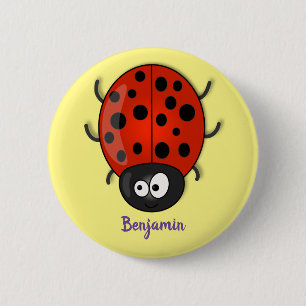 Niedliche , rote Ladybug-Cartoon-Abbildung Button