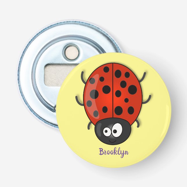 Niedliche , rote Ladybug-Cartoon-Abbildung Flaschenöffner (Vorderseite)