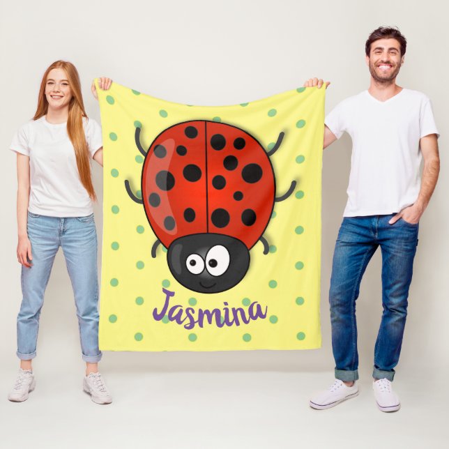 Niedliche , rote Ladybug-Cartoon-Abbildung Fleecedecke (Beispiel)