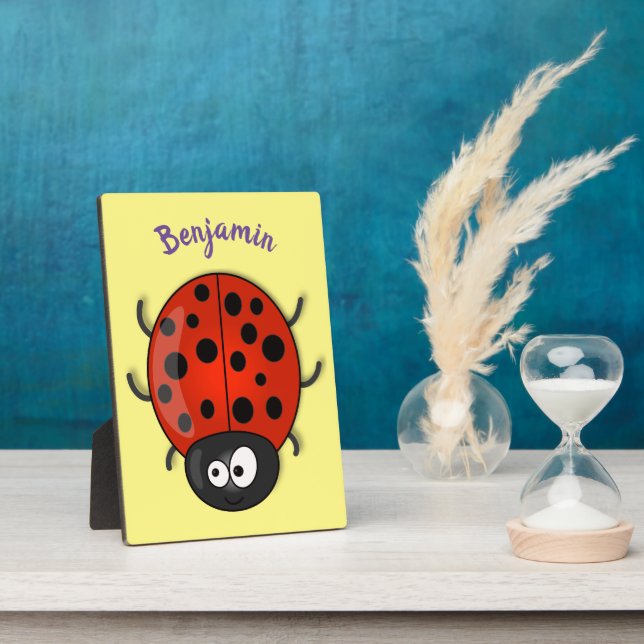 Niedliche , rote Ladybug-Cartoon-Abbildung Fotoplatte (Seite)