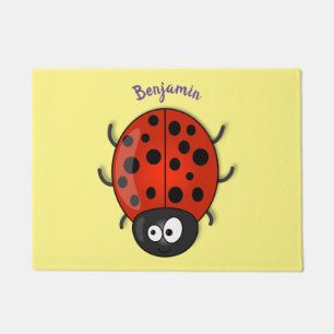 Niedliche , rote Ladybug-Cartoon-Abbildung Fußmatte