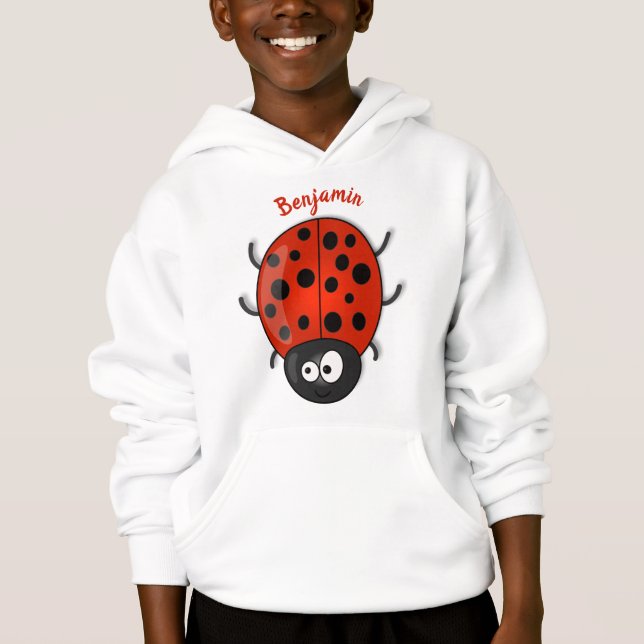 Niedliche , rote Ladybug-Cartoon-Abbildung Hoodie (Vorderseite)