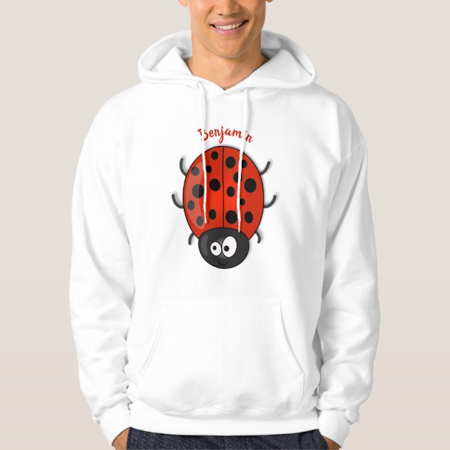 Niedliche , rote Ladybug-Cartoon-Abbildung Hoodie (Vorderseite)