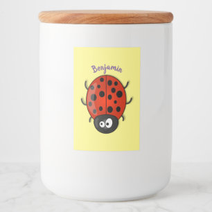 Niedliche , rote Ladybug-Cartoon-Abbildung Lebensmitteletikett