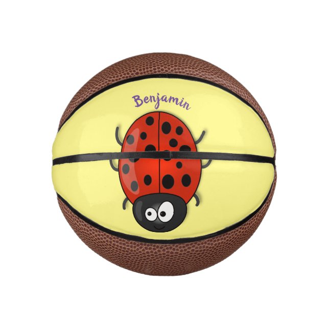 Niedliche , rote Ladybug-Cartoon-Abbildung Mini Basketball (Vorderseite)