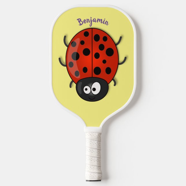Niedliche , rote Ladybug-Cartoon-Abbildung Pickleball Schläger (Vorderseite)