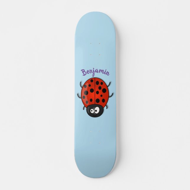 Niedliche , rote Ladybug-Cartoon-Abbildung Skateboard (Vorne)