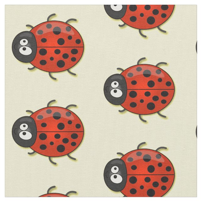 Niedliche , rote Ladybug-Cartoon-Abbildung Stoff (Nahaufnahme)