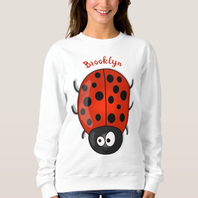 Niedliche , rote Ladybug-Cartoon-Abbildung Sweatshirt (Vorderseite)