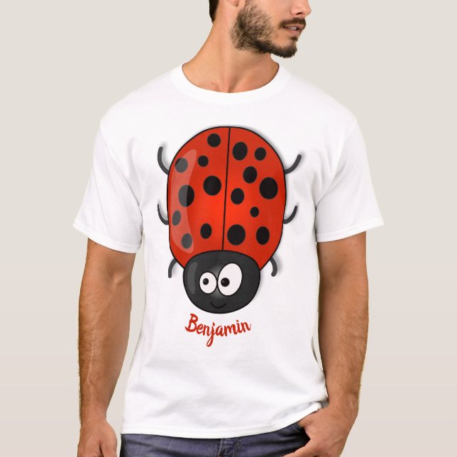 Niedliche , rote Ladybug-Cartoon-Abbildung T-Shirt (Vorderseite)