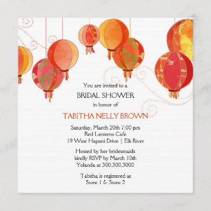 Niedliche Rote Lanterns Bridal Dusche Einladung