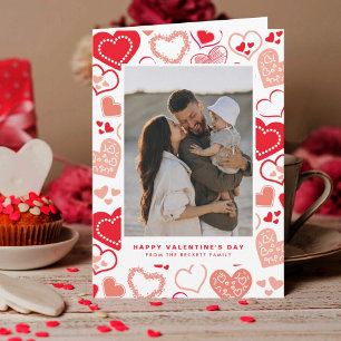 Niedliche Rote Liebe Herz Foto Valentinstag Feiertagskarte