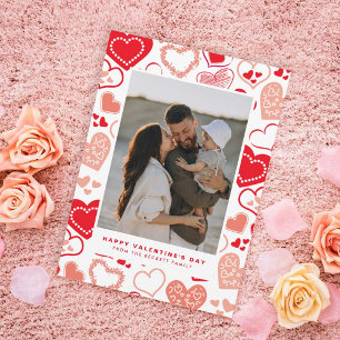 Niedliche Rote Liebe Herz Foto Valentinstag Feiertagskarte