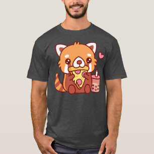 Niedliche Rote Panda Lieben essen Pepperoni Pizza T-Shirt