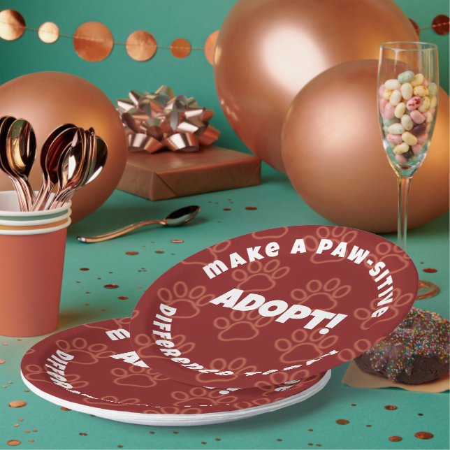 Niedliche rote Pawprints Machen Sie einen paw-siti Pappteller (Multi)