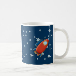 Niedliche rote Rocket- u. Stern-Tassen Tasse