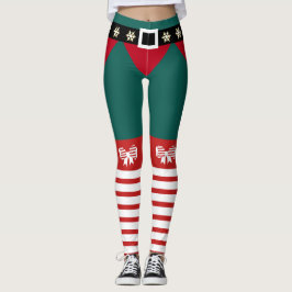 Niedliche Rote Streifen Candy Cane Elf Womens Leggings
