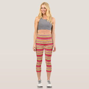 Niedliche rote Streifen Capri Leggings