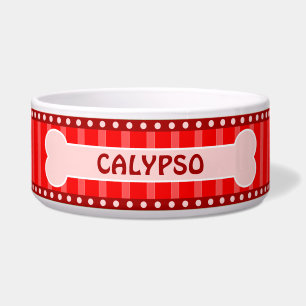 Niedliche Rote Streifen Knochen und Paws Große Hun Napf