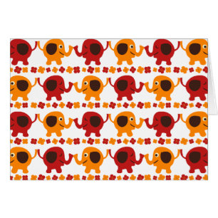 Niedliche rote und orange Elefanten, die