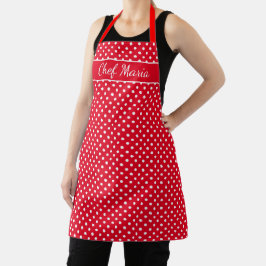 Niedliche, rote und weiße Polka-Punkte-Küche Schürze