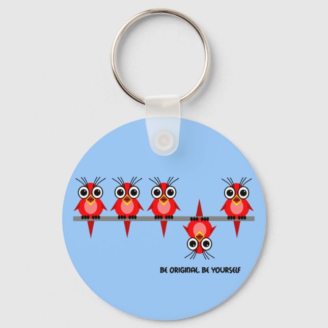 niedliche Rote Vögel Schlüsselanhänger (Vorderseite)