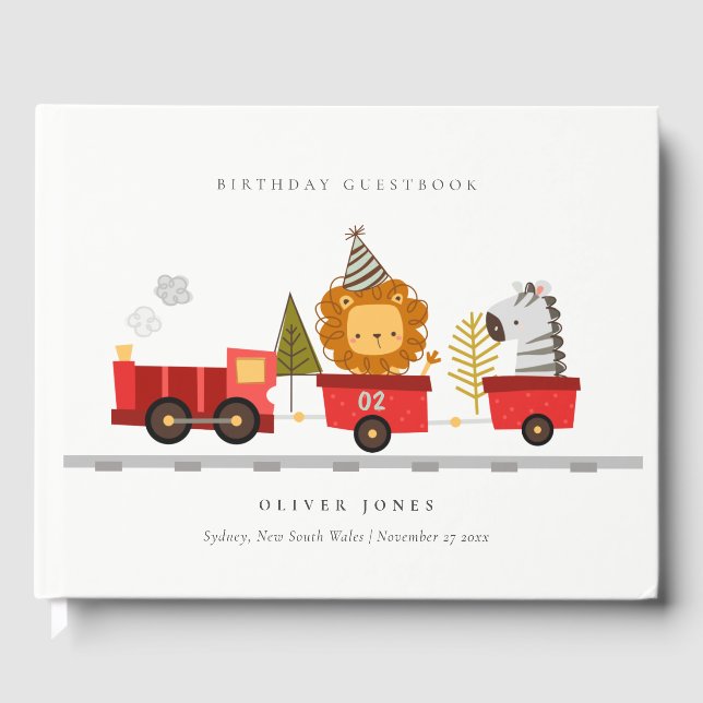 Niedliche Rote Waldtiere trainieren jeden Geburtst Gästebuch (Vorderseite)