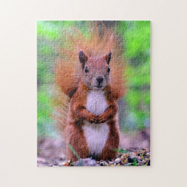 Niedliche rotes Eichhörnchen-Fotografie Puzzle (Vertikal)
